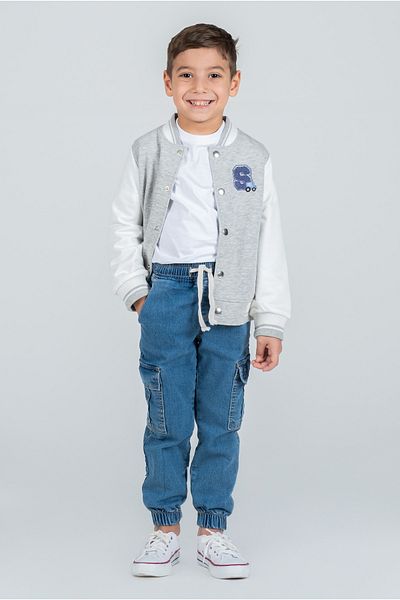 Kyron Boy's Black and White College Jacket – Sports Style Zippered Comfortable Sweatshirt Jacket