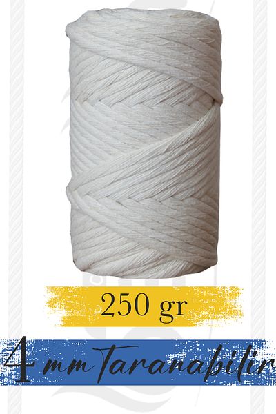 Bevella Macrame Cord Σχοινί μακραμέ εκρού 4 mm - 250 gr βαμβακερό μονό στριφτό μπορεί να διαβάσει