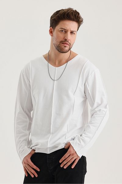 rammers Tricou cu mânecă lungă cu decolteu în V cu dungi