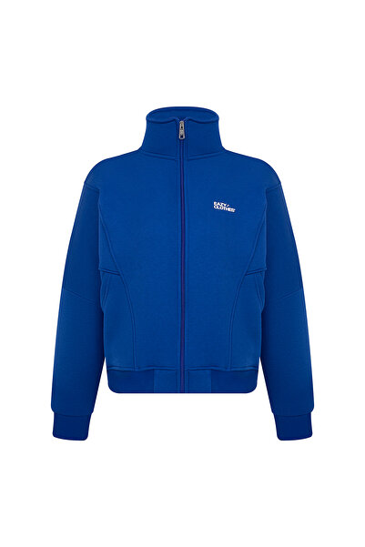 Eazy Co Set de treninguri groase Saks Blue Premium - cu lână, fermoar, buzunare duble, picior elastic