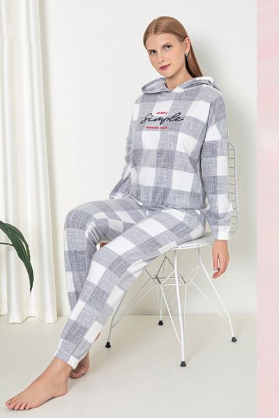 Wordex Mr 3251 Interlock Hooded Sports Hooded Winter Women's Tracksuit Pajamas Set