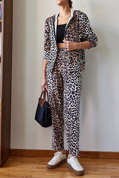 Bianco Lucci Leopardenmuster-Unterteil-Top-Set MBMS052 60501052