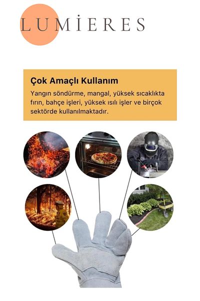 Lumieres Special Series Heat Resistant Fireproof Welding Fire Waterproof Multi-Purpose Leather Gloves 1 Pair