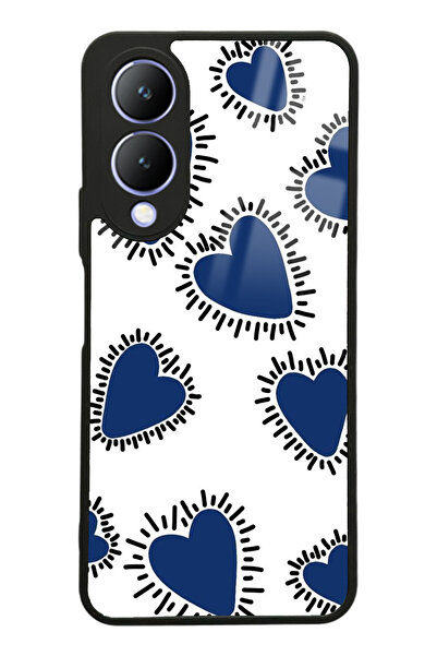 Spoyi Vivo Y17s Mavi Kalp Tasarımlı Glossy Telefon Kılıfı