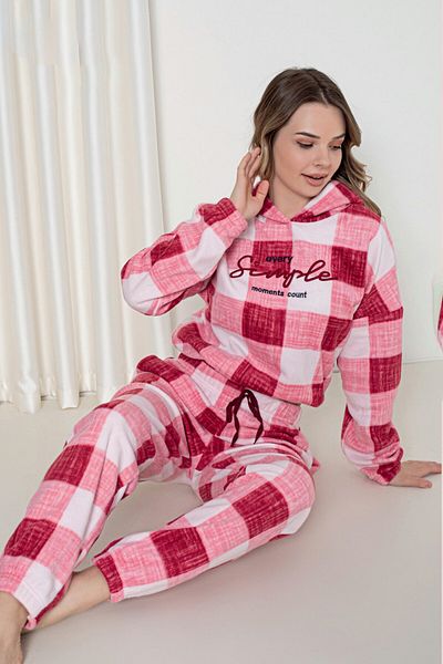 Wordex Mr 3251 Interlock Hooded Sports Hooded Winter Women's Tracksuit Pajamas Set
