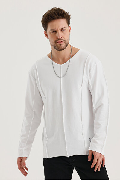 rammers Тениска с дълъг ръкав с V-образно деколте и детайлна мръсна кройка