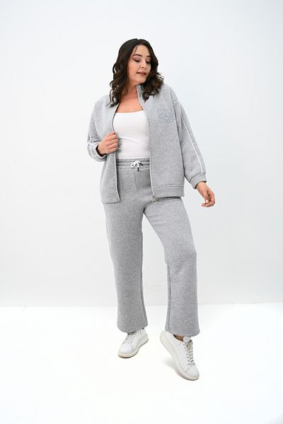 Koza Butik Γυναικείο Σετ Φόρμας Plus Size με φερμουάρ και λεπτομέρεια 8152-25