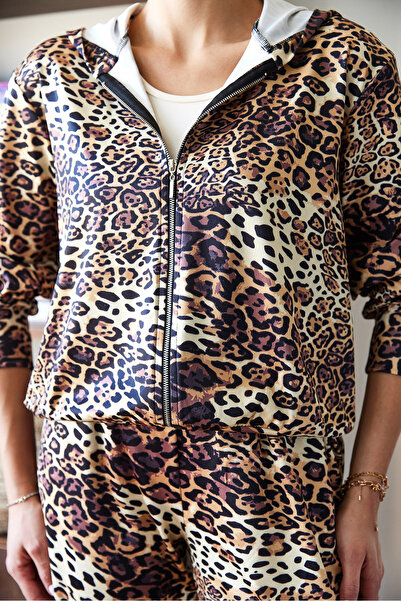 Bianco Lucci Leopardenmuster-Unterteil-Top-Set MBMS053 60501053