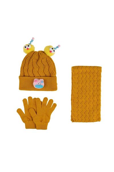 Kitti 4-8 Years Old Baby Girl & Child Scarf, Beret, Gloves Set of 3