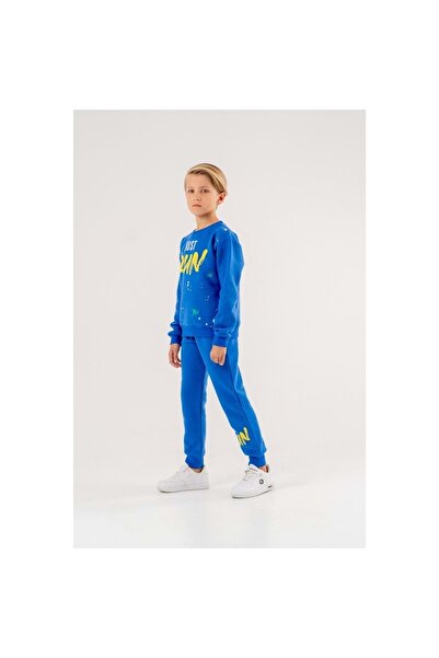 coppa kids Kız-erkek Çocuk Üç Ip Kumaş Orta Kalınlıkta Basic Eşofman Takım - Mavi - 2 Yaş