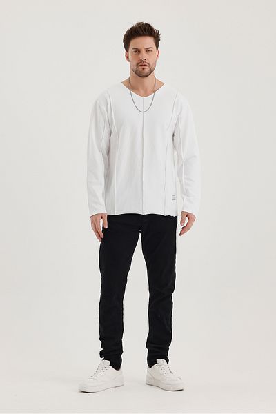 rammers Tricou cu mânecă lungă cu decolteu în V cu dungi