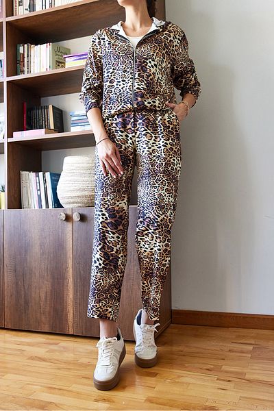 Bianco Lucci Leopardenmuster-Unterteil-Top-Set MBMS053 60501053