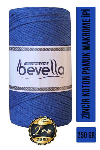 Bevella Macrame Cord Ață de bumbac macrame de 2 mm - Pungă Supla Runner de 25...