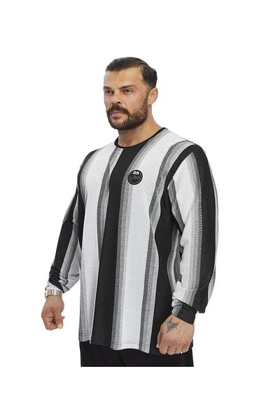 BGSM Bgsm 4742 Model Oversize Striped Sweatshirt