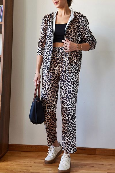 Bianco Lucci Leopardenmuster-Unterteil-Top-Set MBMS052 60501052