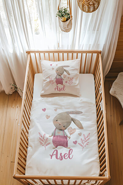 Astral Baby %100 Pamuk Saten Isme Özel Isimli Park Yatak Nevresim Takımı (70X...