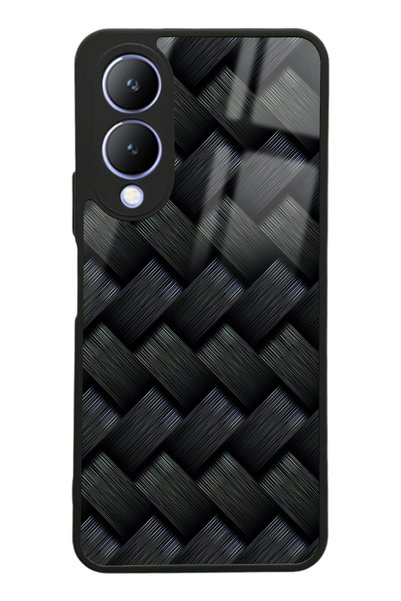 Spoyi غلاف هاتف Vivo Y17s بتصميم شبكي أسود لامع