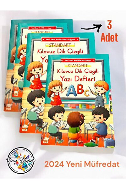 tiny hands Yeni Müfredat Güzel Yazı Defteri A4 19x27 cm 24 Yaprak 3Adet Stand...