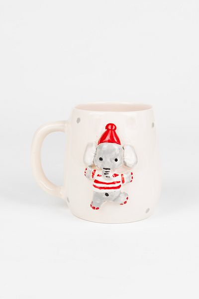 Loomart Handmade Ceramic Mug with 3D Embossed Elephant Figure 400 ml