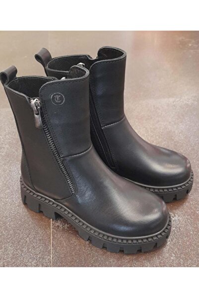 moona kids 31-36 Numara Kız Çocuk Deri Bot Siyah