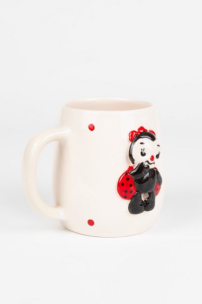 Loomart Handmade Ceramic Mug with 3D Embossed Ladybug Figure 400 ml