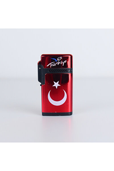 MerciTech Türk Bayraklı Pürmüzlü Alev Kısmı Ayarlanabilir Gazlı Çakmak