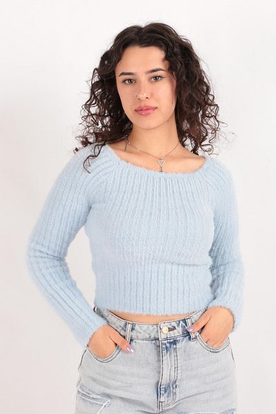 Hadise D9362 Pulover cu barbă cu guler larg