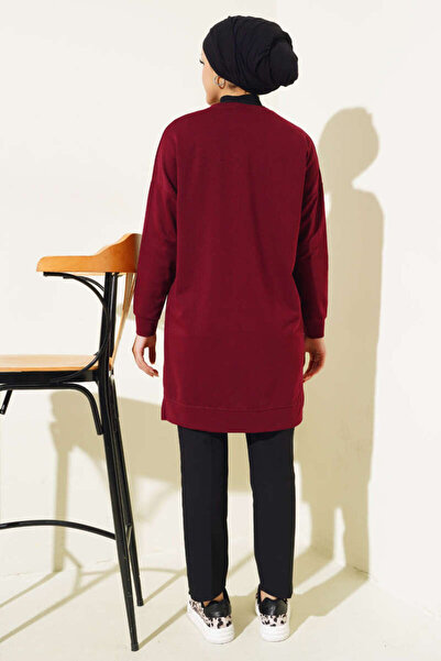 ELFİDA Women's Seasonal Loose Crew Neck Embroidered Long Hijab Tunic Long Sports Model Seasonal Tunic