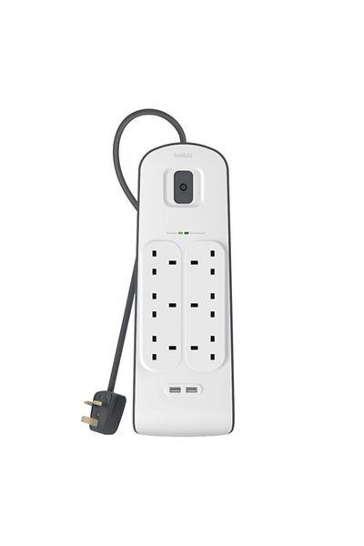 Belkin شريط حماية من زيادة التيار بطول 2 متر - 6 اتجاهات مع منفذي USB