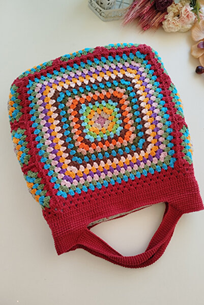 Mutlu İnsanlar Dükkanı El Yapımı Motifli Örgü Çanta