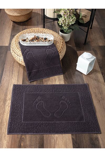 Sevim Set of 2 Anthracite Colored Towels - 100% Cotton, High Water Absorbent, 50X70Cm
