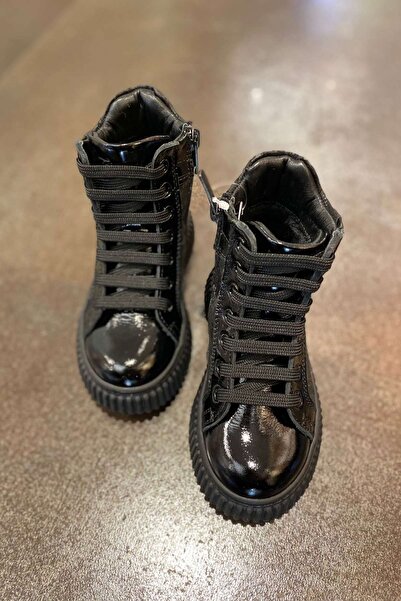 moona kids 26-36 Numara Kız Çocuk Hakiki Deri Siyah Bot