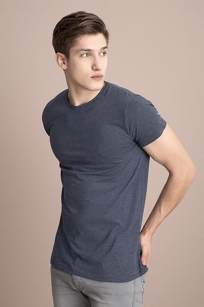 TENA Ανδρικό μπλουζάκι Navy Blue Melange - Crew Neck Basic