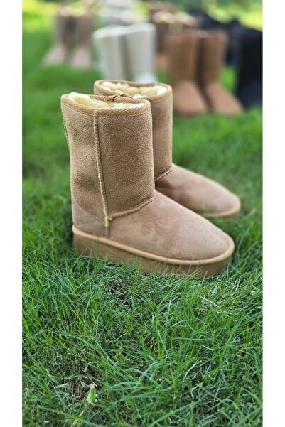 Bukond Kadın Lüx Süet İçi Kürklü Kışlık Kalın Taban Konforlu Bot