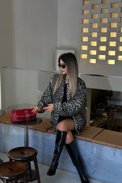 Eka Γυναικείο παλτό λεοπάρ με φερμουάρ 1007-0587