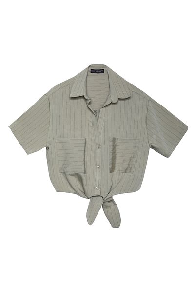 Quzu Khaki Shirt - Line Detail and Tie-Up