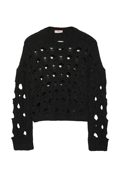 Quzu Hole Detailed Long Sleeve Knitwear Black