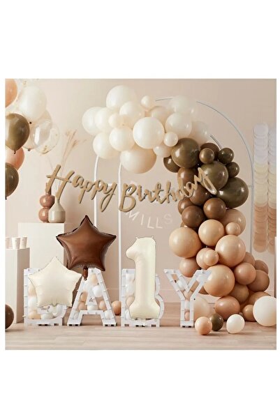 Laviyosa Krem Kahve Doğum Günü Seti Parti Eğlence Kutlama Seti Doğum Günü Par...