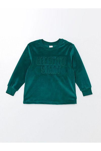 LC Waikiki Lcw Crew Neck Long Sleeve Velvet Boy Pajamas Set