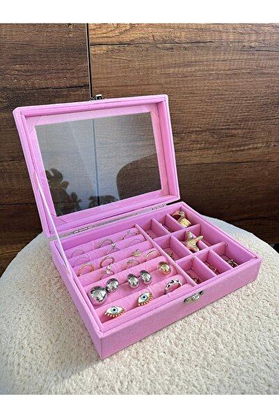 Genel Markalar Şeffaf Bölmeli Lüx Mücevher Düzenleyici Takı Kutusu Yüzük Kolye Küpe Bileklik Organizeri