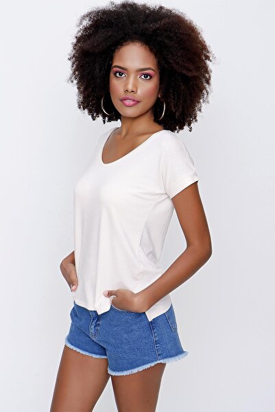 TENA Women's Stone V-Neck Wide Casual T-Shirt