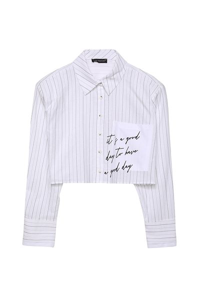 Quzu Ecru Shirt - Patch Detailed and Padded