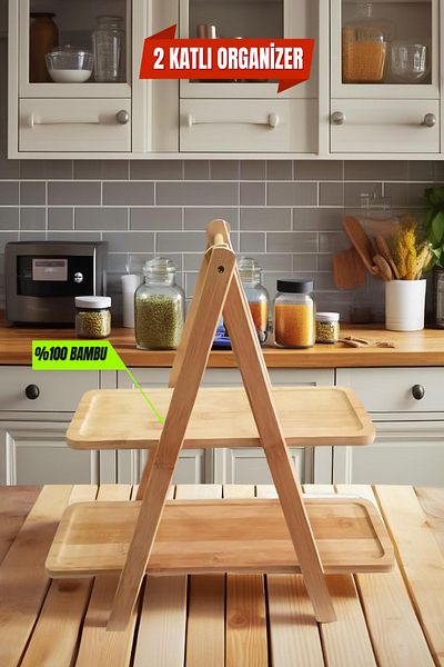 Open Home Concept 2-Tier Bamboo Rectangular Spice Stand, Spice Holder, Organizer, Organizer