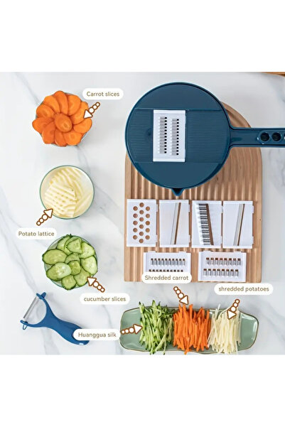 SYNOPE Pratik Çok Fanksiyonlu Çeşitli Çok Bıçaklı Hazneli 12li Rende Seti Seb...