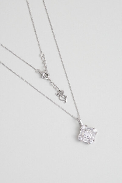 So CHIC... Mistik Baget 18 Ayar Beyaz Altın Kaplama 45 Cm Gümüş Kolye