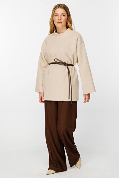 Hooopstore Βαμβακερό πουλόβερ με υφή μπεζ