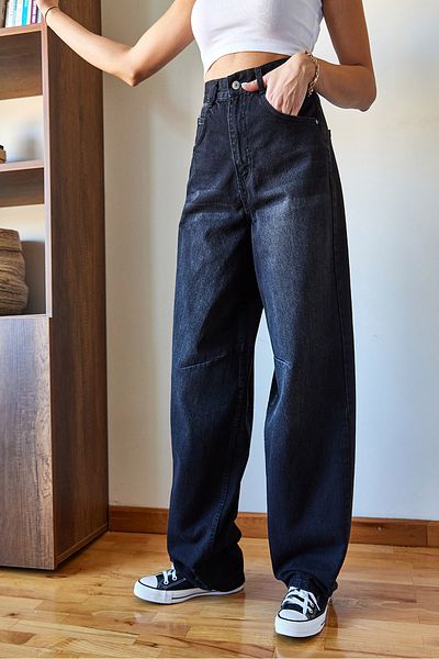 Bianco Lucci Women's Wide Leg Baggy Denim Trousers 388 60351104