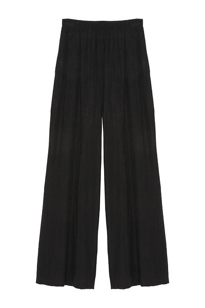 Quzu Elastic Waist Wide Leg Trousers Black