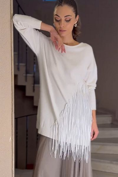 Missemramiss Ecru Rope Basic Knitwear Sweater 4585