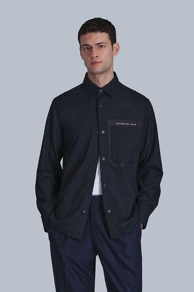 Lufian Men's Hard Basic Shirt Slim Fit - Dark Navy